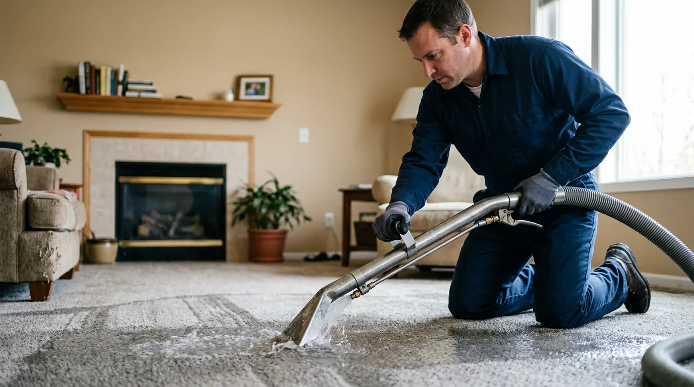 Water damage restoration technician working near Browder, KY